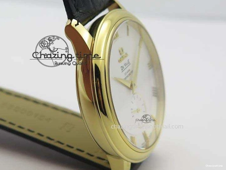 0310 Contemporary De Ville MK 1:1 Best Edition YG White Dial On Black Leather Asian Seagull T1701 (Sec@6) 8233
